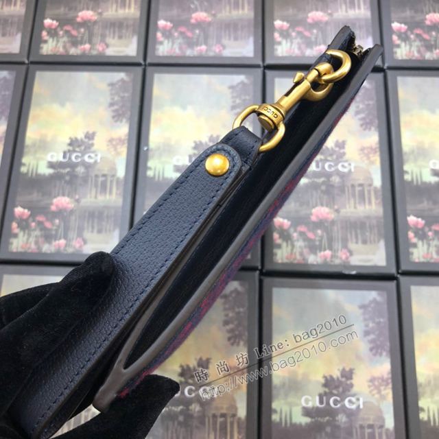Gucci包 古馳手包 597627寶藍絨 牛皮搭配進口天鵝絨 Gucci最新款手拿包  gudj1251